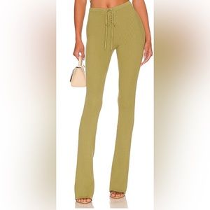 CAMILA COELHO Artemis Lace Up Knit Pant in Rosemary Green